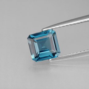 Topázio azul natural 1,45ct, corte esmeralda, VS