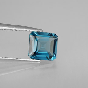 Topázio azul natural 1,45ct, corte esmeralda, VS