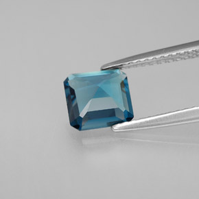 Topázio azul natural 1,45ct, corte esmeralda, VS
