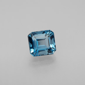 Topázio azul natural 1,85ct, corte esmeralda, VVS-VS