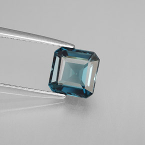 Topázio azul natural 1,83ct, corte esmeralda, VVS-VS
