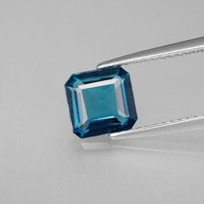 Topázio azul natural 1,43ct, corte esmeralda, VVS-VS