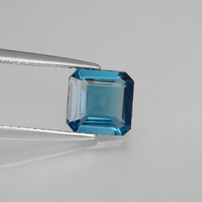 Topázio azul natural 1,43ct, corte esmeralda, VVS-VS