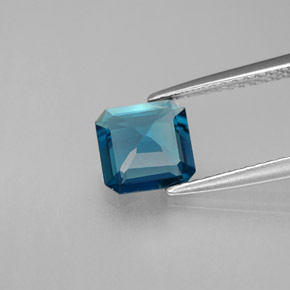 Topázio azul natural 1,43ct, corte esmeralda, VVS-VS