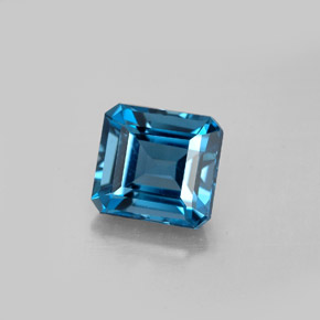Topázio azul natural 2,96ct, corte esmeralda, VVS-VS