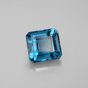 Topázio azul natural 2,96ct, corte esmeralda, VVS-VS