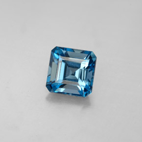 Topázio azul natural 2,05ct, corte esmeralda, VVS-VS