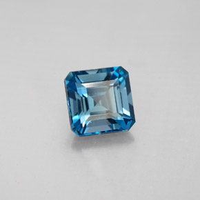 Topázio azul natural 2,05ct, corte esmeralda, VVS-VS