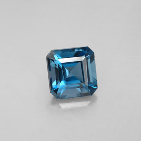 Topázio azul natural 2,28ct, corte esmeralda, VVS-VS