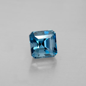 Topázio azul natural 1,87ct, corte esmeralda, VVS-VS