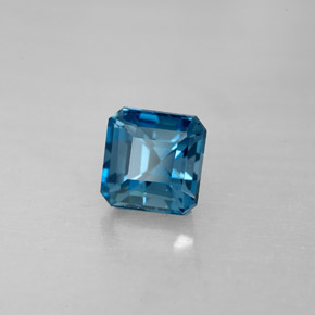 Topázio azul natural 1,87ct, corte esmeralda, VVS-VS