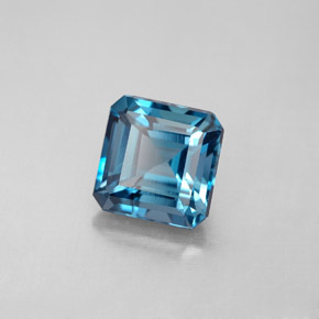 Topázio azul natural 2,42ct, corte esmeralda, VS