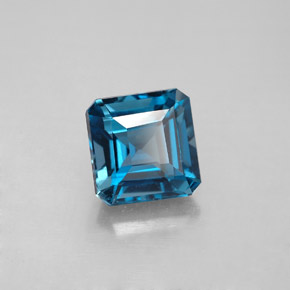 Topázio azul natural 2,32ct, corte esmeralda, VS