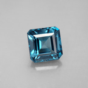 Topázio azul natural 2,53ct, corte esmeralda, VS