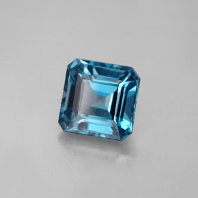 Topázio azul natural 2,53ct, corte esmeralda, VS