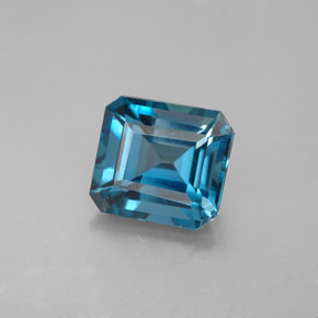 Topázio azul natural 2,64ct, corte esmeralda, VVS-VS