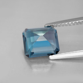 Topázio azul natural 2,64ct, corte esmeralda, VVS-VS