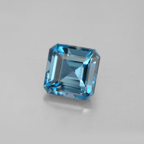 Topázio azul natural 2,16ct, corte esmeralda, VVS-VS