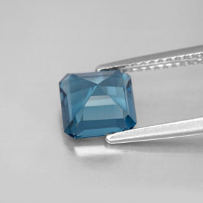 Topázio azul natural 2,16ct, corte esmeralda, VVS-VS