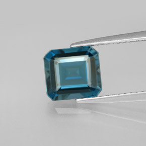 Topázio azul natural 2,71ct, corte esmeralda, VVS-VS