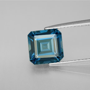 Topázio azul natural 2,80ct, corte esmeralda, VVS-VS