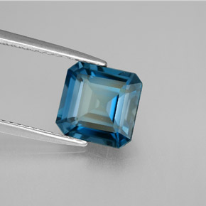 Topázio azul natural 2,80ct, corte esmeralda, VVS-VS