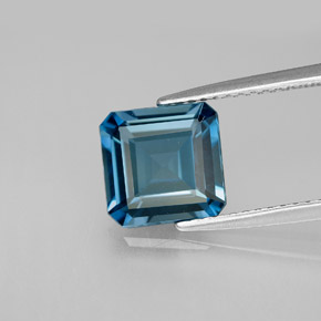 Topázio azul natural 2,58ct, corte esmeralda, VS