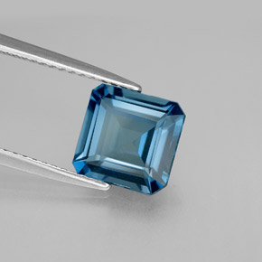 Topázio azul natural 2,58ct, corte esmeralda, VS