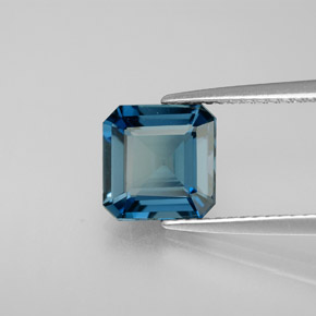 Topázio azul natural 2,37ct, corte esmeralda, VVS-VS