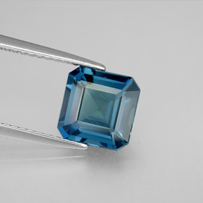 Topázio azul natural 2,37ct, corte esmeralda, VVS-VS