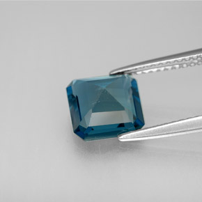 Topázio azul natural 2,37ct, corte esmeralda, VVS-VS