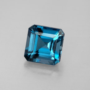 Topázio azul natural 1,78ct, corte esmeralda, VVS-VS
