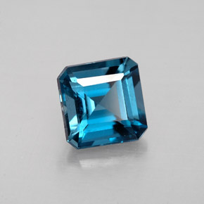 Topázio azul natural 1,78ct, corte esmeralda, VVS-VS