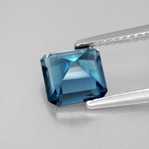 Topázio azul natural 1,78ct, corte esmeralda, VVS-VS