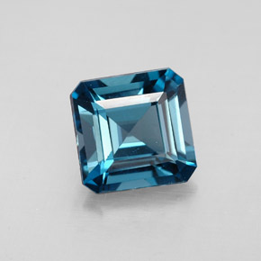 Topázio azul natural 2,16ct, corte esmeralda, VVS-VS