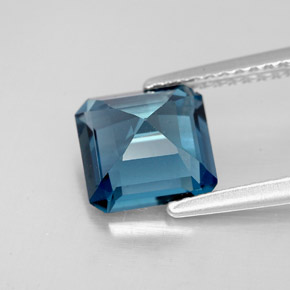 Topázio azul natural 2,16ct, corte esmeralda, VVS-VS