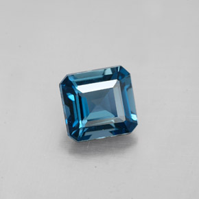 Topázio azul natural 1,90ct, corte esmeralda, VVS-VS