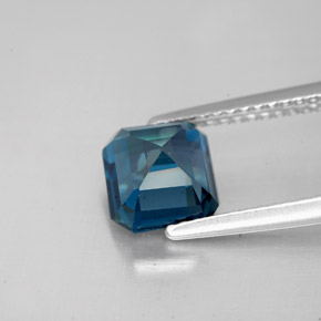 Topázio azul natural 2,15ct, corte esmeralda, VVS-VS