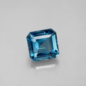 Topázio azul natural 2,20ct, corte esmeralda, VVS