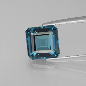 Topázio azul natural 2,46ct, corte esmeralda, VVS-VS