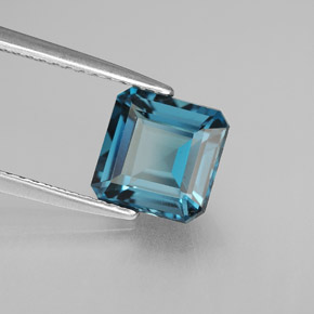 Topázio azul natural 2,46ct, corte esmeralda, VVS-VS