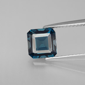 Topázio azul natural 1,72ct, corte esmeralda, VVS-VS