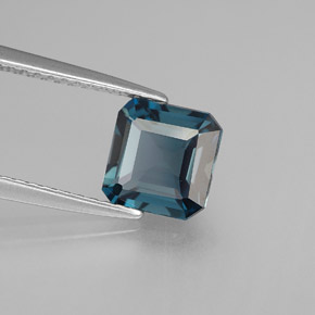 Topázio azul natural 1,72ct, corte esmeralda, VVS-VS