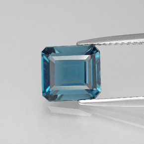Topázio azul natural 2,30ct, corte esmeralda, VS