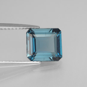 Topázio azul natural 2,30ct, corte esmeralda, VS