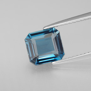 Topázio azul natural 1,98ct, corte esmeralda, VVS-VS