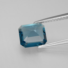Topázio azul natural 1,98ct, corte esmeralda, VVS-VS