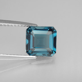 Topázio azul natural 2,09ct, corte esmeralda, VVS-VS