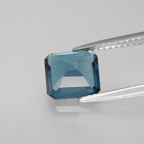 Topázio azul natural 2,09ct, corte esmeralda, VVS-VS
