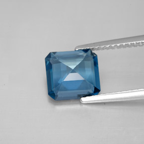 Topázio azul natural 2,50ct, corte esmeralda, VVS-VS